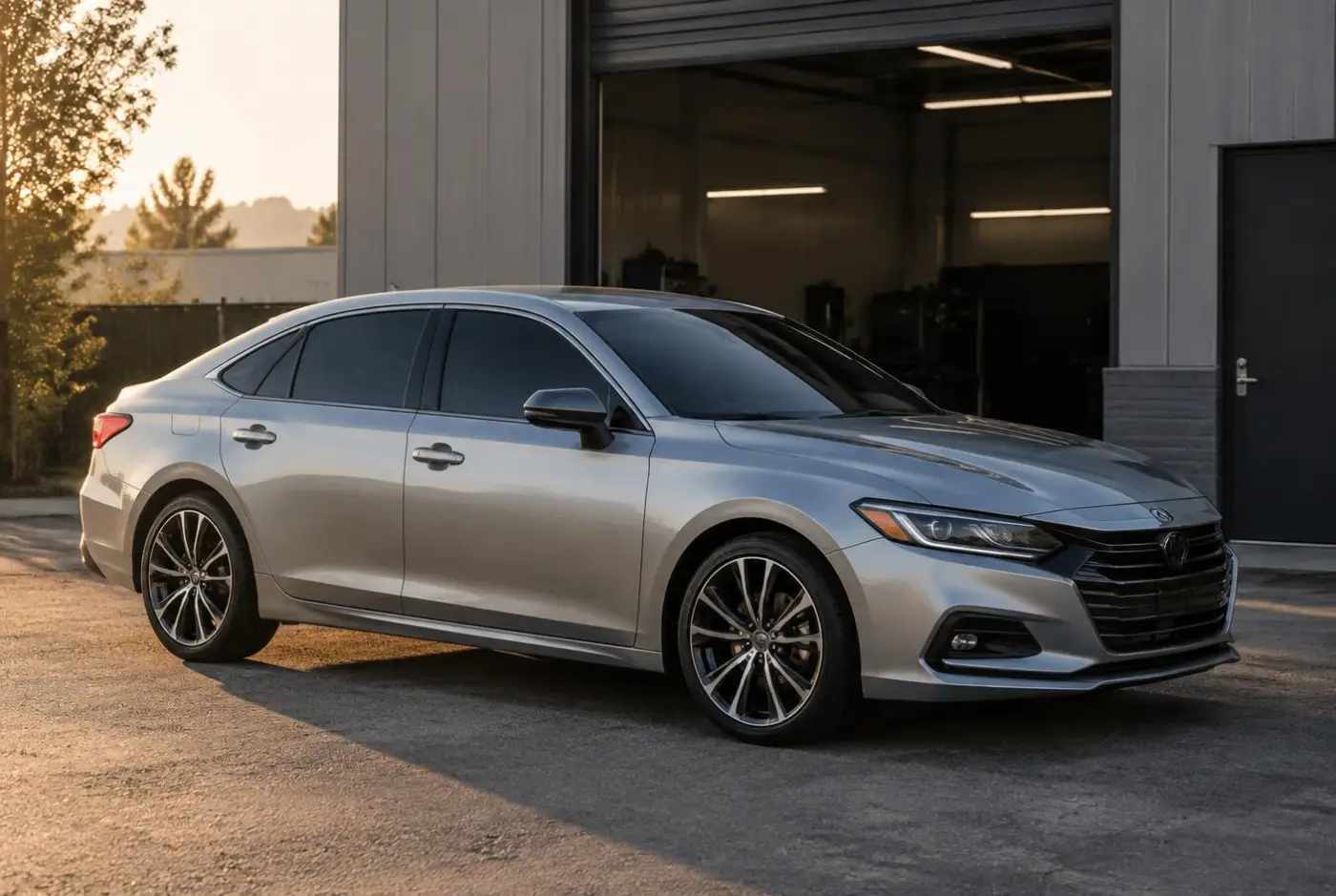 Silver sedan with professionally tinted windows